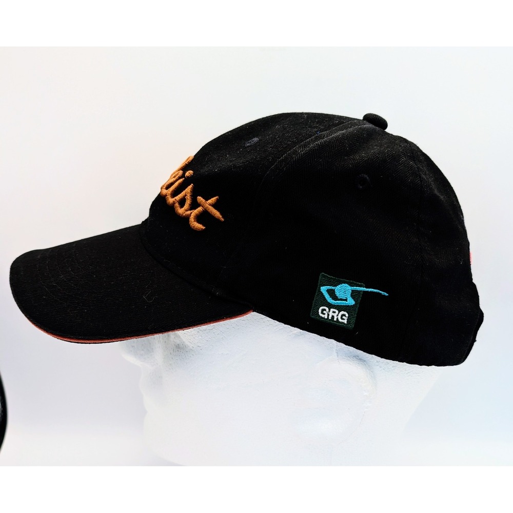 Titleist Pro V1 Golf Hat Black Orange 3D Logo Adjustable Strap Herringbone Cap - Picture 3 of 9